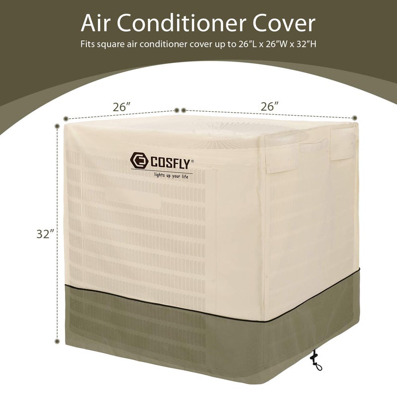 COSFLY Air Conditioner Cover for Outside Units-Durable AC Cover Water Resistant Fabric Windproof Design Square Fits up to 26 x 26 x 32 inches - Image 2